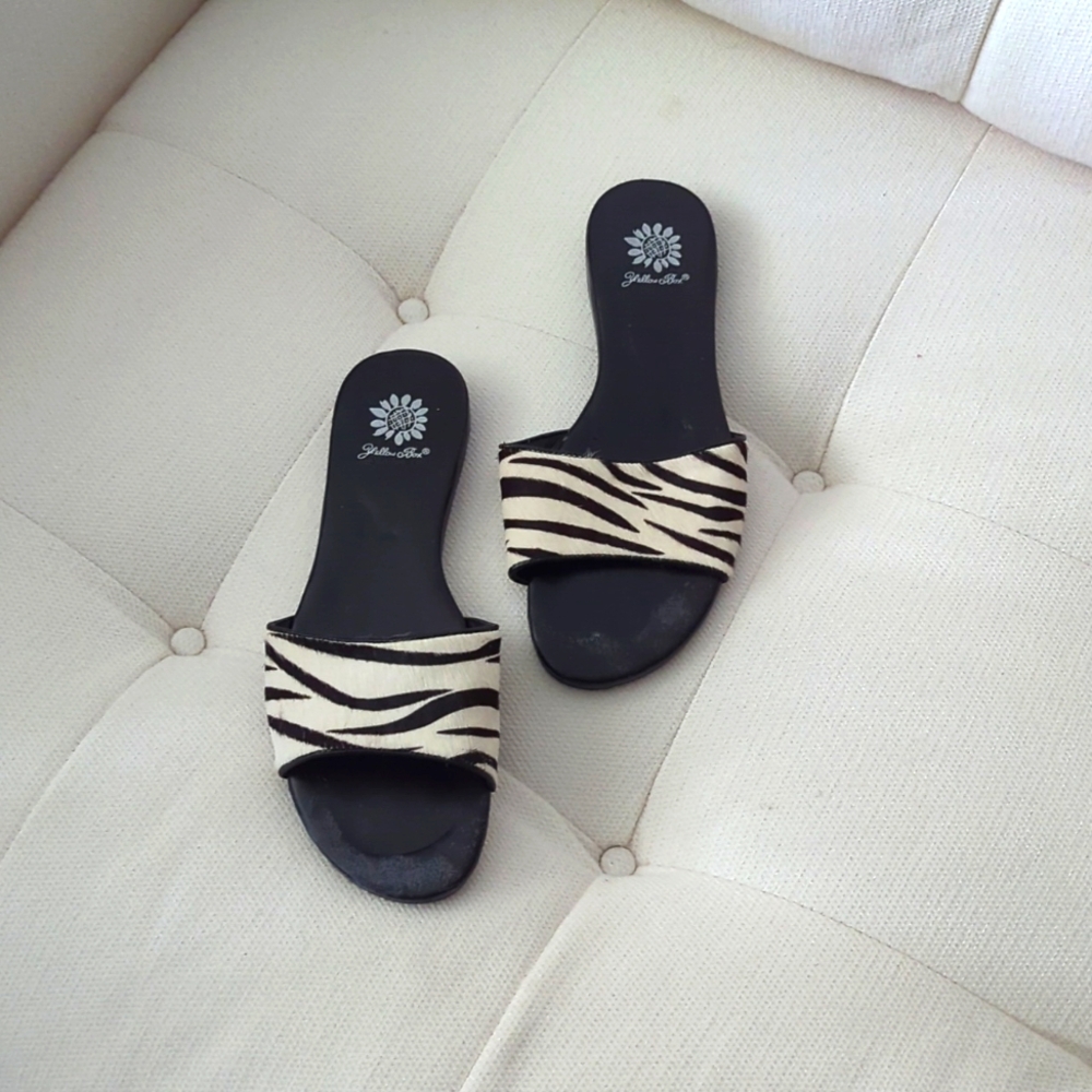 Yellow Box slip ons in black & white